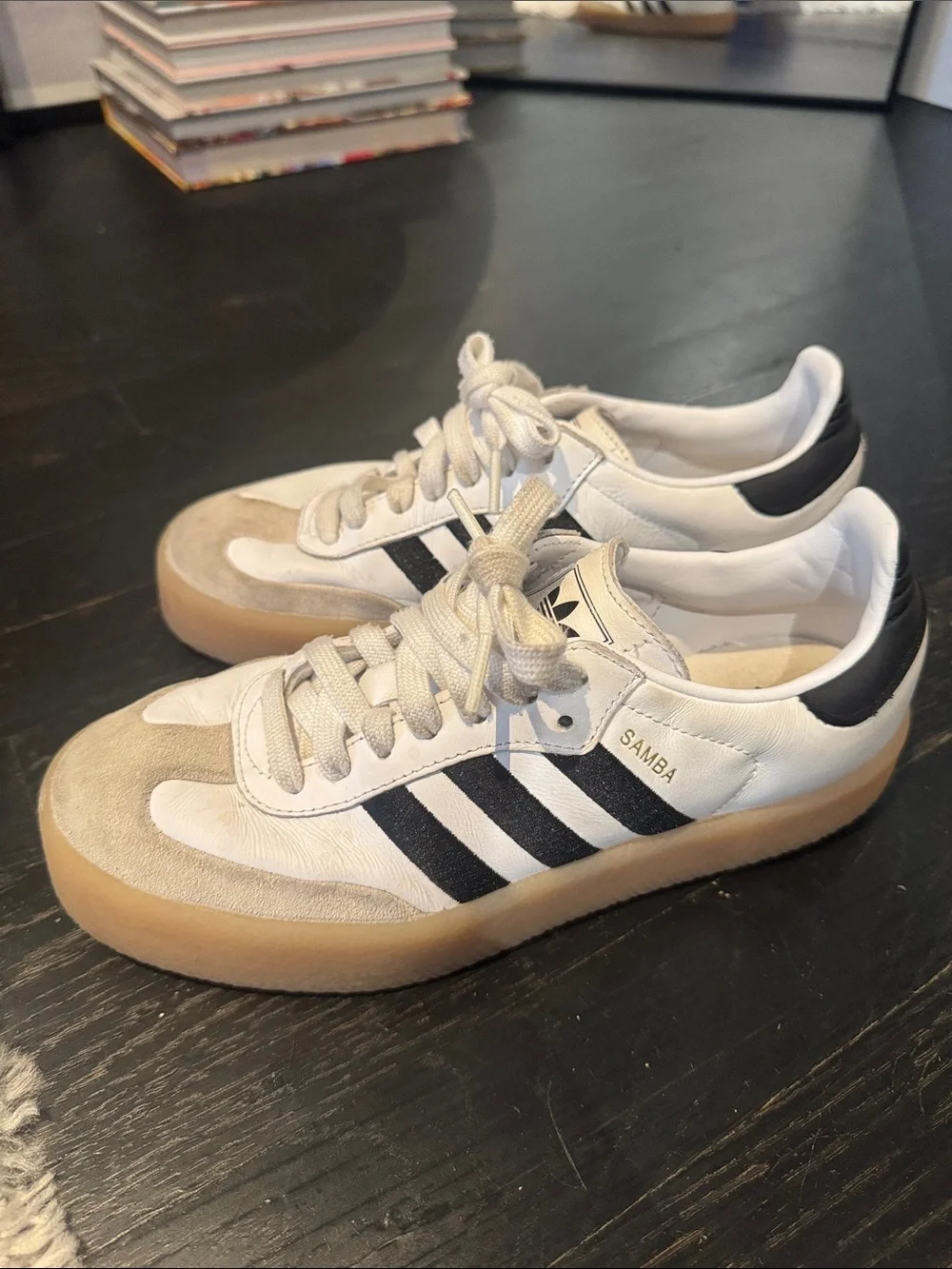 adidas Women's Sambae Shoes in White, Black and Gum